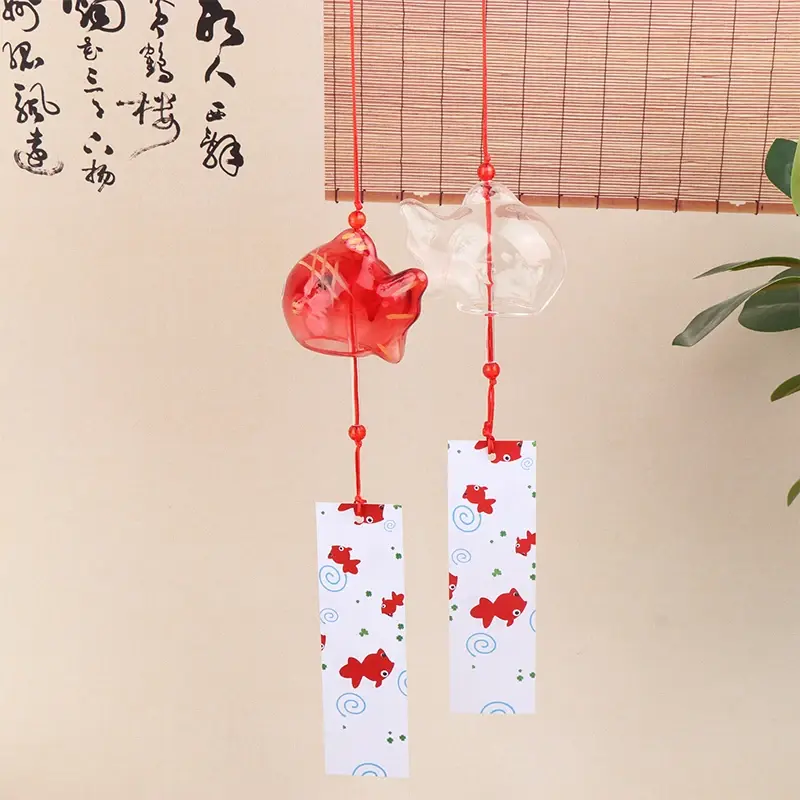 Goldfish Garden Hanging Wind Chime Chimes Japanese Glass Style Outdoor Decor Pendant Furin Decorative Fish Ornament