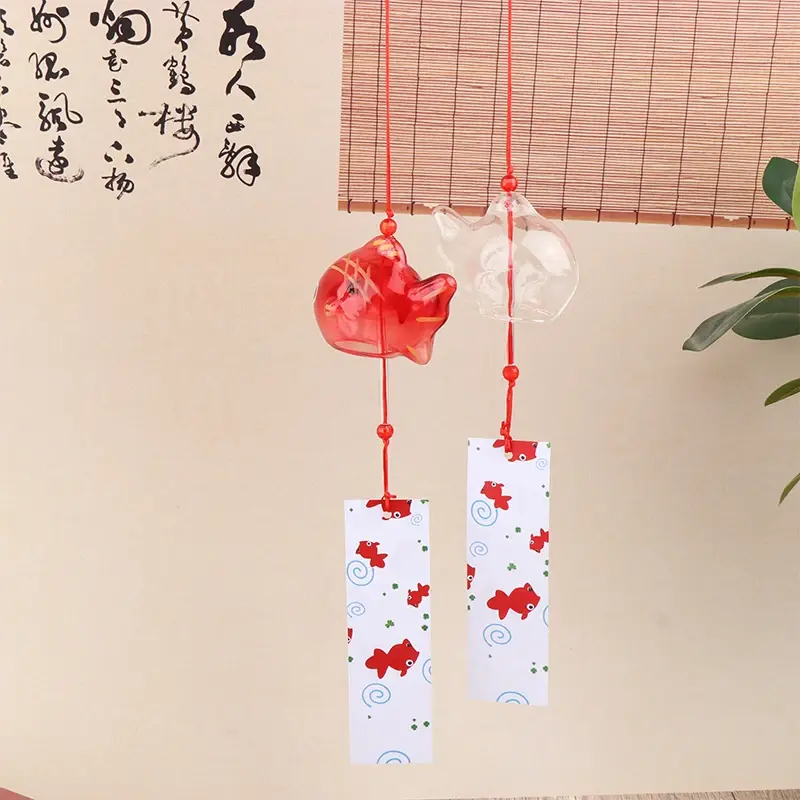 Goldfish Garden Hanging Wind Chime Chimes Japanese Glass Style Outdoor Decor Pendant Furin Decorative Fish Ornament