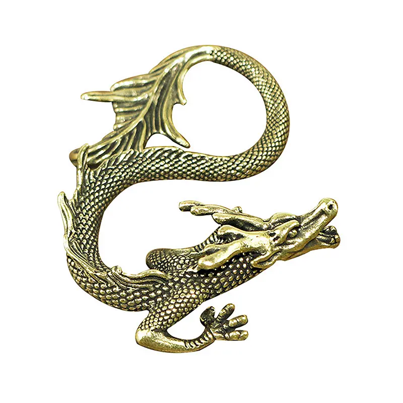 Chinese Beast Dragon Statue Bronze Figurine Ornaments Antique Copper Mythical Animal Miniature Home Decoration Crafts Collection
