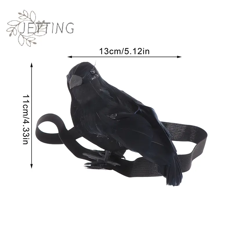 Halloween Simulation Black Crow With Shoulder Elastic Band Crow Ornaments Cosplay Costume Props Holiday Party Decoration