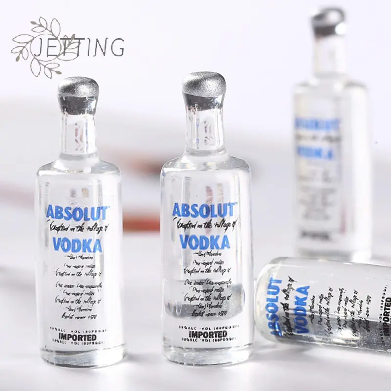 10pcs Transparent Diy Resin Kawaii Mini Wine Bottle Craft Miniature Accessories Flatback Charms Material Scrapbook Cabochon