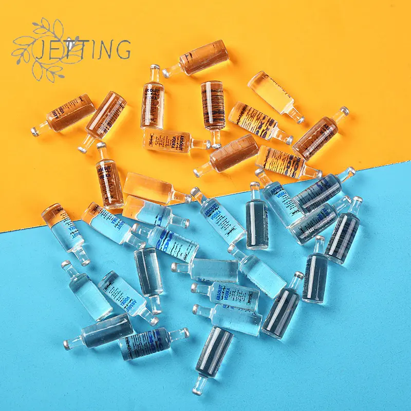 10pcs Transparent Diy Resin Kawaii Mini Wine Bottle Craft Miniature Accessories Flatback Charms Material Scrapbook Cabochon