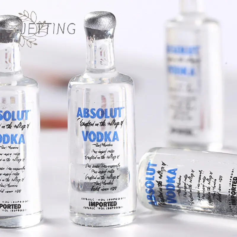 10pcs Transparent Diy Resin Kawaii Mini Wine Bottle Craft Miniature Accessories Flatback Charms Material Scrapbook Cabochon