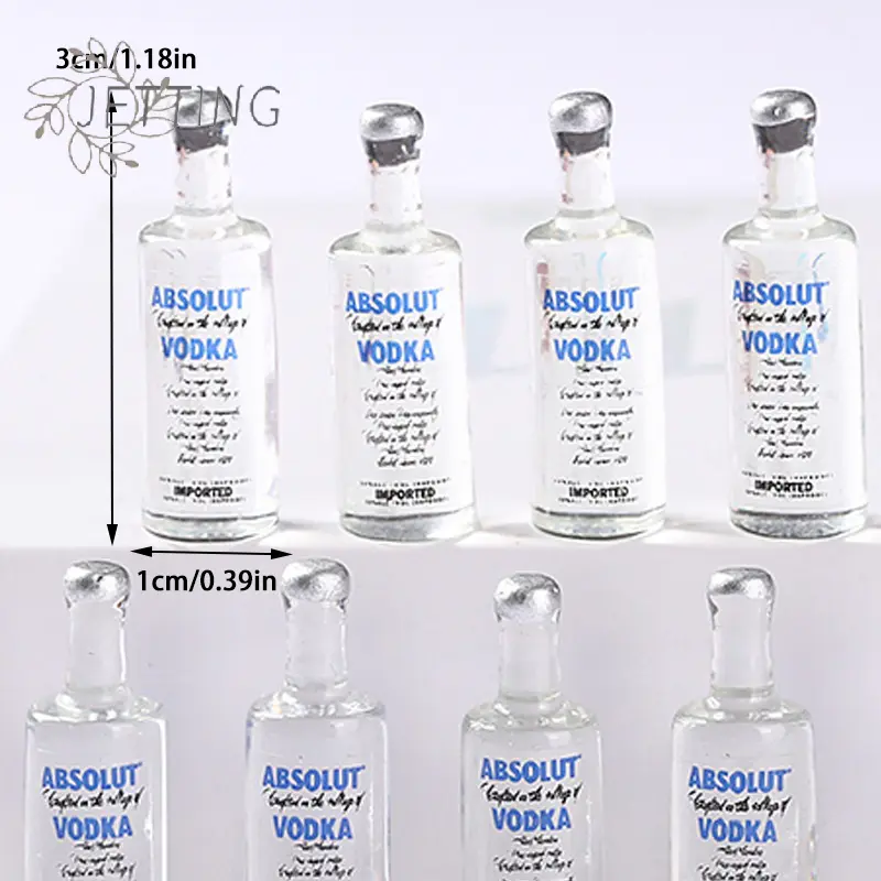 10pcs Transparent Diy Resin Kawaii Mini Wine Bottle Craft Miniature Accessories Flatback Charms Material Scrapbook Cabochon