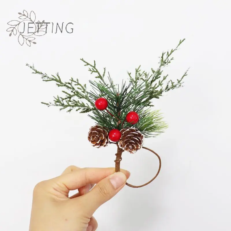 Christmas Cedar Jute Lace Napkin Rings Set Handmade Craft Tableware For Holiday Party Dinner New Year Decorations