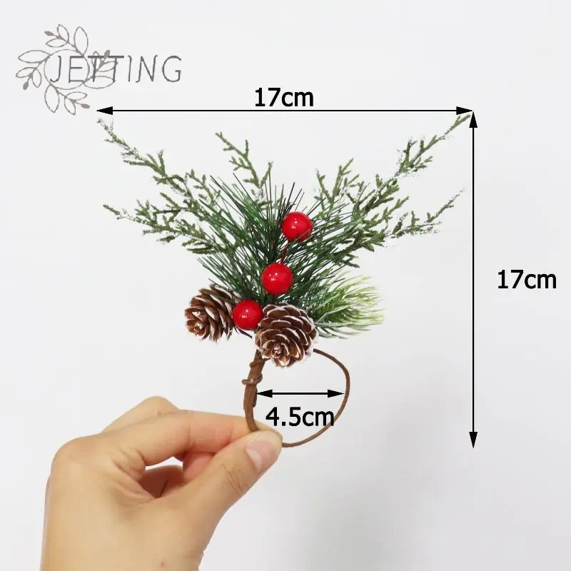 Christmas Cedar Jute Lace Napkin Rings Set Handmade Craft Tableware For Holiday Party Dinner New Year Decorations