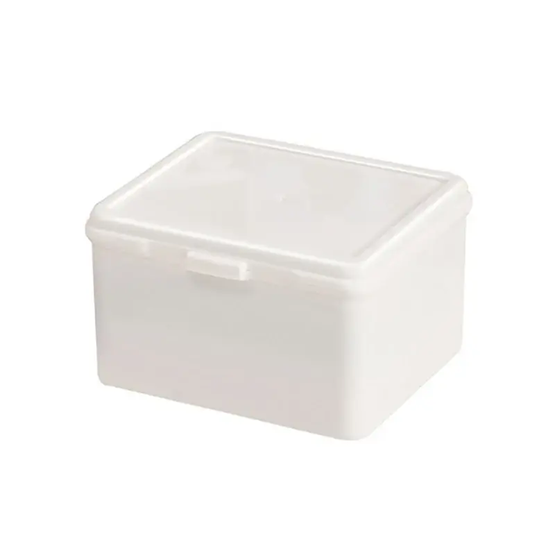 White Storage Box Stackable Sundries Storage Organizer With Cover Dustproof Stationery Storage Case Home Organization Holder