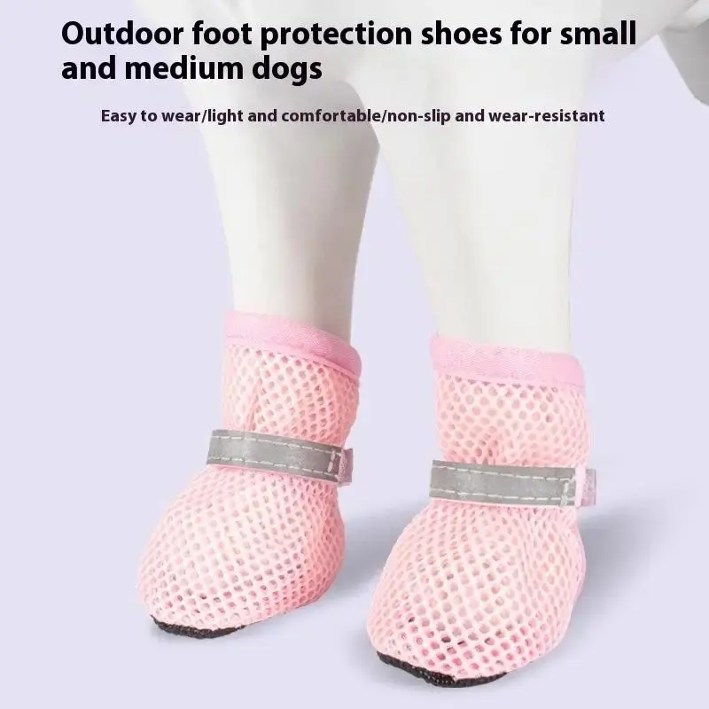 4pc, Dog Shoes Non-slip Breathable Wear-resistant Dog Boots Suitable For Small Medium Sized Pets Puppy Protective Footwear.