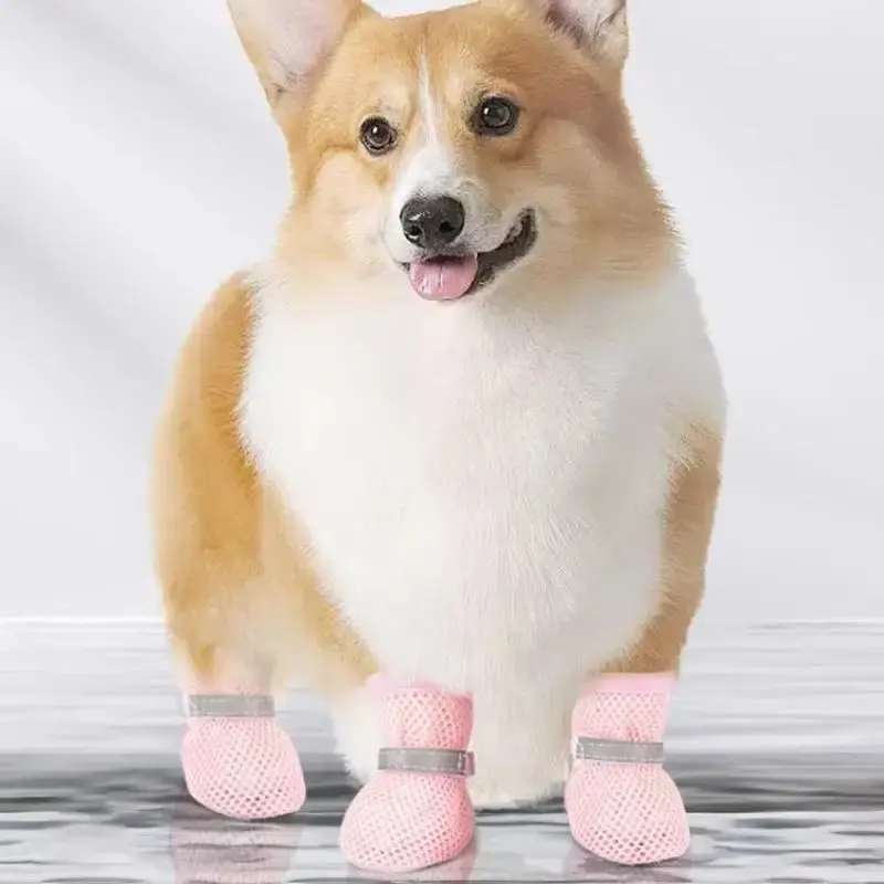 4pc, Dog Shoes Non-slip Breathable Wear-resistant Dog Boots Suitable For Small Medium Sized Pets Puppy Protective Footwear.