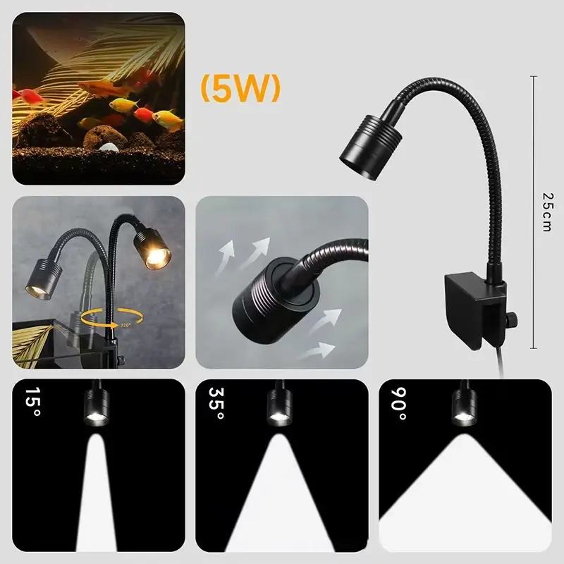 USB Aquarium Light Lighting Plants Grow Light Super Slim LED 3W Aquatic Plant Lighting Waterproof Clip-on Lamp For Fish Tank