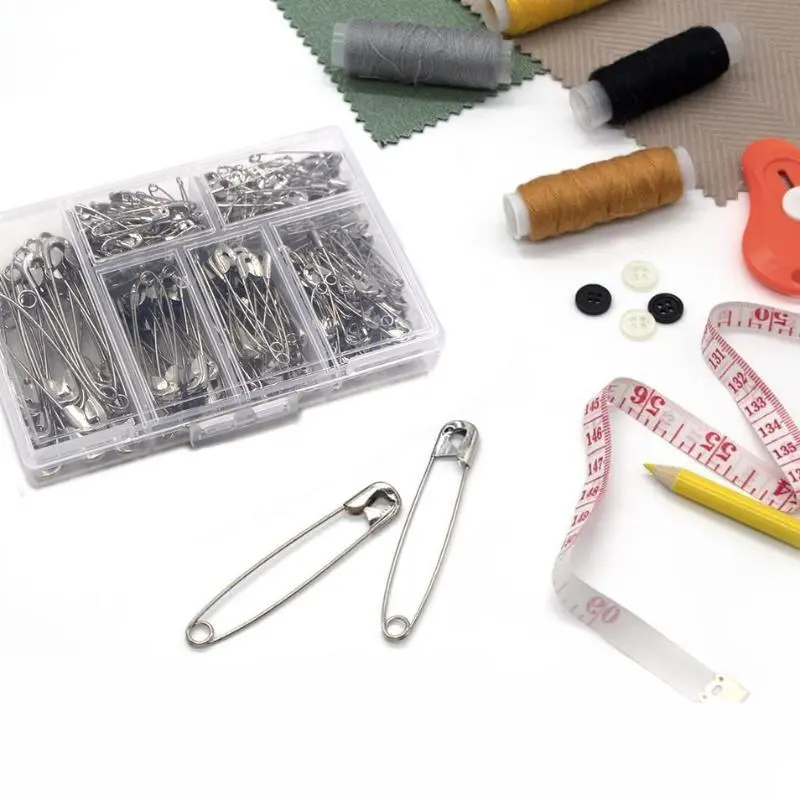 250Pcs Stainless Steel Safety Pins DIY Sewing Tools Accessory Needles Large Safety Pin Small Brooch