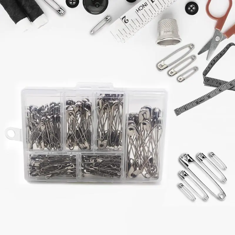 250Pcs Stainless Steel Safety Pins DIY Sewing Tools Accessory Needles Large Safety Pin Small Brooch