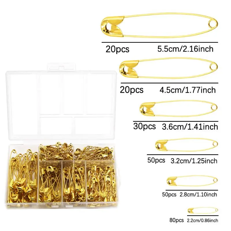 250Pcs Stainless Steel Safety Pins DIY Sewing Tools Accessory Needles Large Safety Pin Small Brooch
