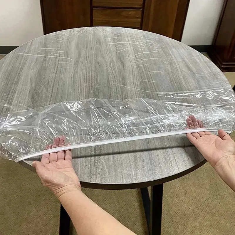 10pcs Fitted Round Tablecloth Transparent Waterproof Oil-Proof Table Cover Protector Cloth Dinning Table Table Covers Home