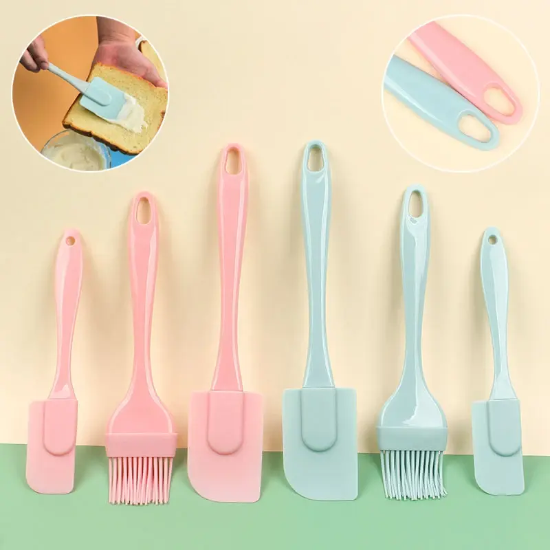 3Pcs Non-Stick Silicone Cream Scraper Bread Cake Butter Spatula Mixer Oil Brush With PP Handle Cake Spatula Kitchen Baking Tool