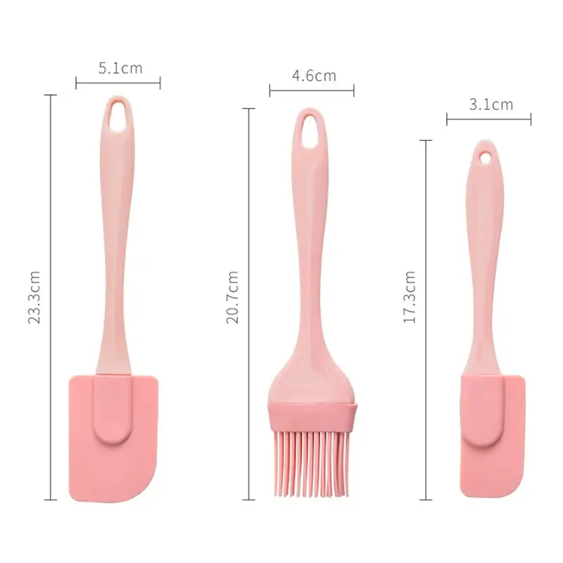 3Pcs Non-Stick Silicone Cream Scraper Bread Cake Butter Spatula Mixer Oil Brush With PP Handle Cake Spatula Kitchen Baking Tool