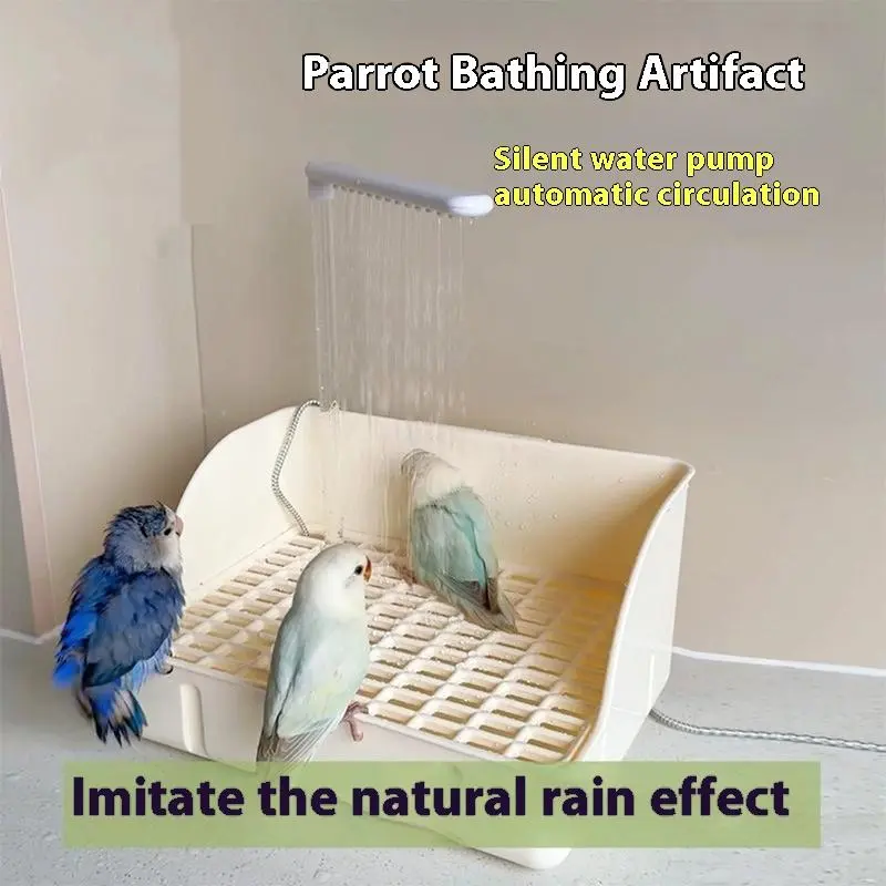 Automatic Bird Bathing Tub Shower Box Circulating Faucet Parrot Shower Basin Multipurpose Bird Bathtub Bird Cleaning Supplies