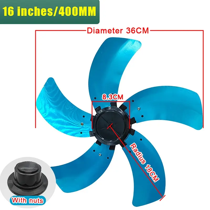 16inch Fan Blade Household Aluminum Five-blade Fan With Nut Cover Base Home Ventilation Components Fan Parts Blades Accesssories