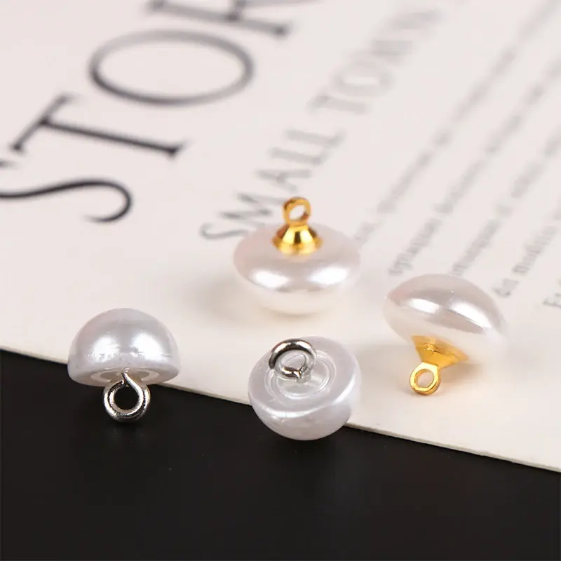 10Pcs 10mm/12mm Half Domed Pearl Buttons Mushroom Faux Plastic Shirt Semicircle Shank Button For Clothing Sewing DIY
