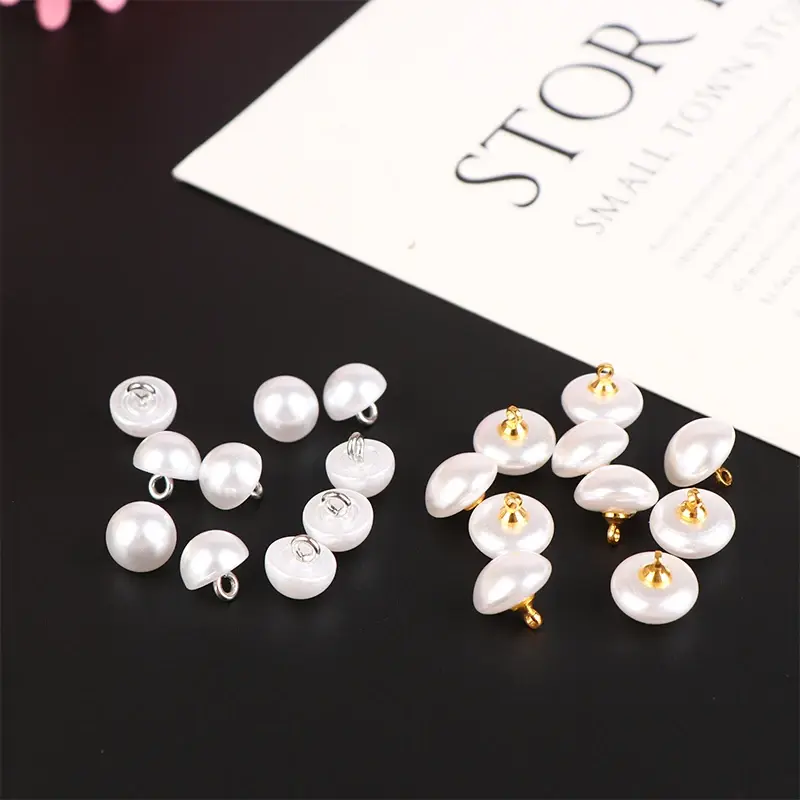 10Pcs 10mm/12mm Half Domed Pearl Buttons Mushroom Faux Plastic Shirt Semicircle Shank Button For Clothing Sewing DIY