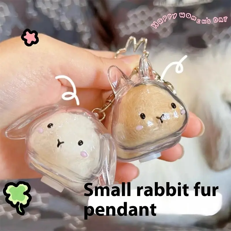 Rabbit Hair Storage Box Pendant Keychain Pet Hair Keepsake Box Pet Memorial Collection Box Bag Pendant DIY Decoration Gift