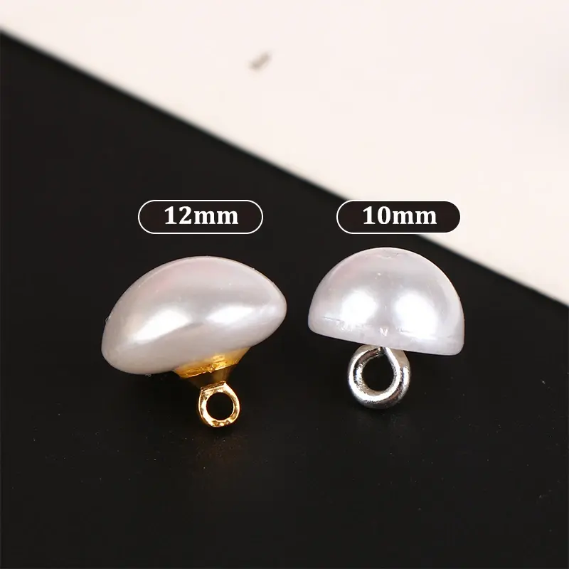 10Pcs 10mm/12mm Half Domed Pearl Buttons Mushroom Faux Plastic Shirt Semicircle Shank Button For Clothing Sewing DIY