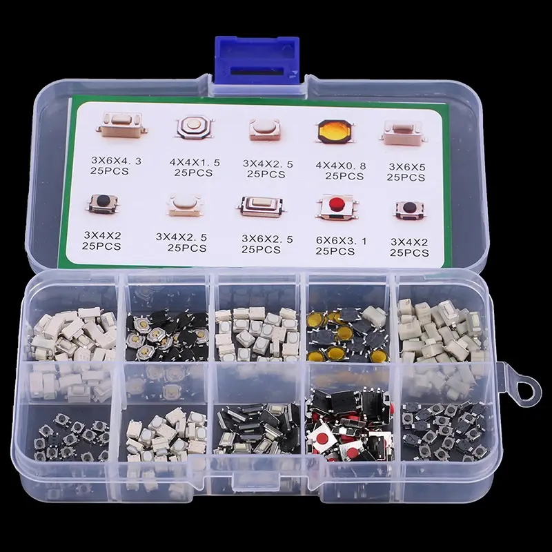 250Pcs/1 Set 10 Types Durable Car Remote Control Tablet actile Push Button Switch Car Keys Button Touch Microswitch With Box