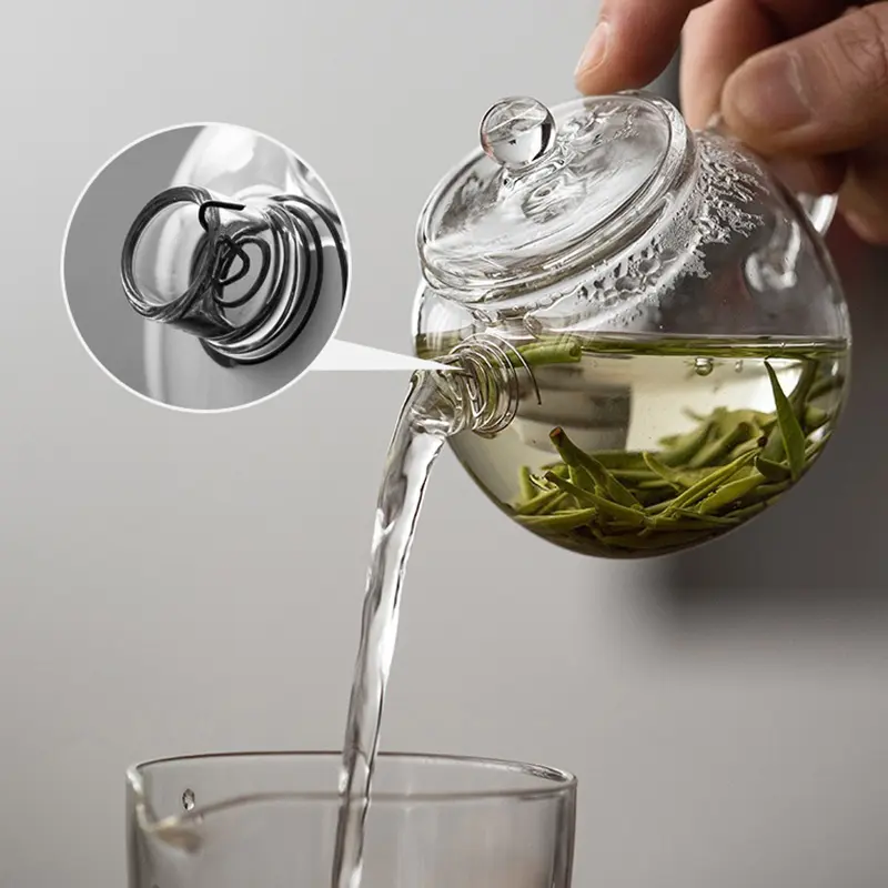 150ml/5oz Mini Clear Glass Teapot High Borosilicate For Hot Beverages Teapot For One Person Use Kung Fu Tea For Home Office Cafe