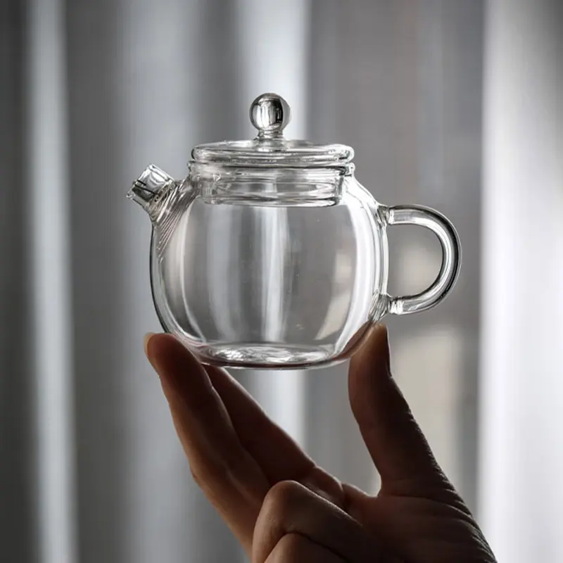150ml/5oz Mini Clear Glass Teapot High Borosilicate For Hot Beverages Teapot For One Person Use Kung Fu Tea For Home Office Cafe