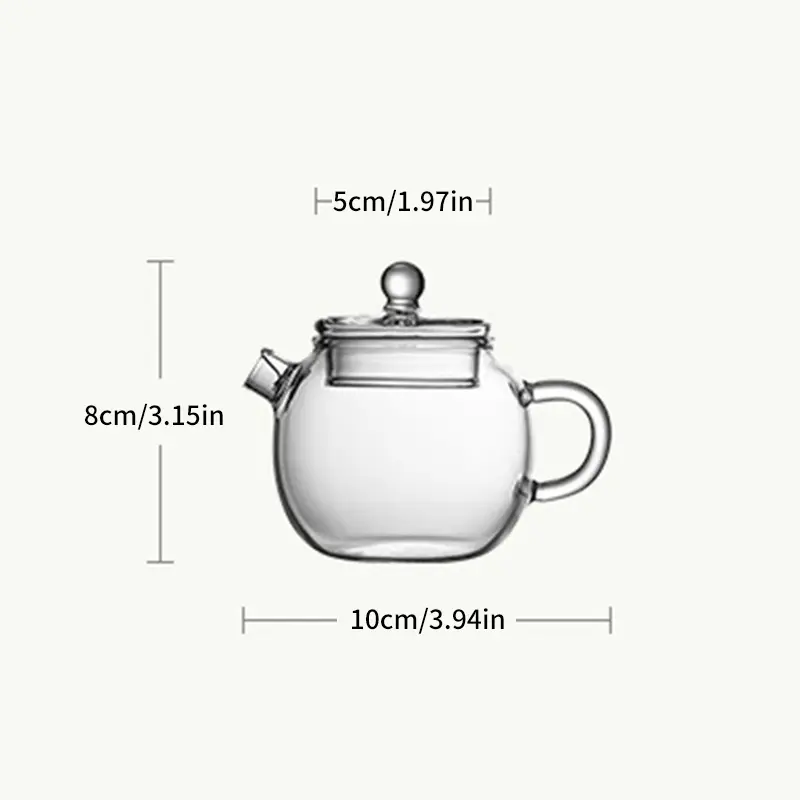 150ml/5oz Mini Clear Glass Teapot High Borosilicate For Hot Beverages Teapot For One Person Use Kung Fu Tea For Home Office Cafe