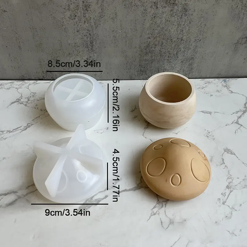 Cute Candle Jar Silicone Mold Handmade Mushroom Crystal Epoxy Plaster Jewelry Gift Box Craft Molds Concrete Storage Box Making