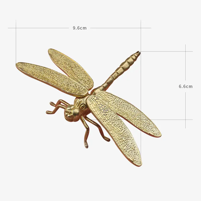 Brass Dragonfly Figurines Simulation Animal  Removable Wings Office Desk Small Ornament Living Room TV Cabinet Decors