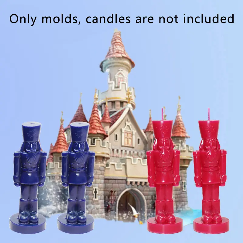 1Set Christmas Ornaments Nutcracker Silicone Candle Mold Christmas DIY Decoration Dinner Soy Wax Mould