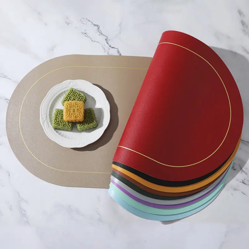 New Leather Placemats Scandinavian Style Oval Oil Resistant Heat Resistant Table Mats Family Table Placemats Home Decorations