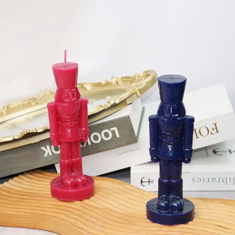 1Set Christmas Ornaments Nutcracker Silicone Candle Mold Christmas DIY Decoration Dinner Soy Wax Mould