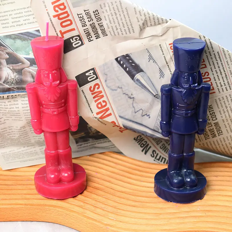 1Set Christmas Ornaments Nutcracker Silicone Candle Mold Christmas DIY Decoration Dinner Soy Wax Mould