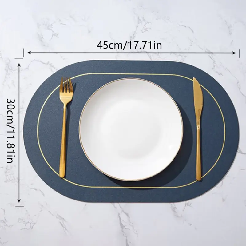 New Leather Placemats Scandinavian Style Oval Oil Resistant Heat Resistant Table Mats Family Table Placemats Home Decorations