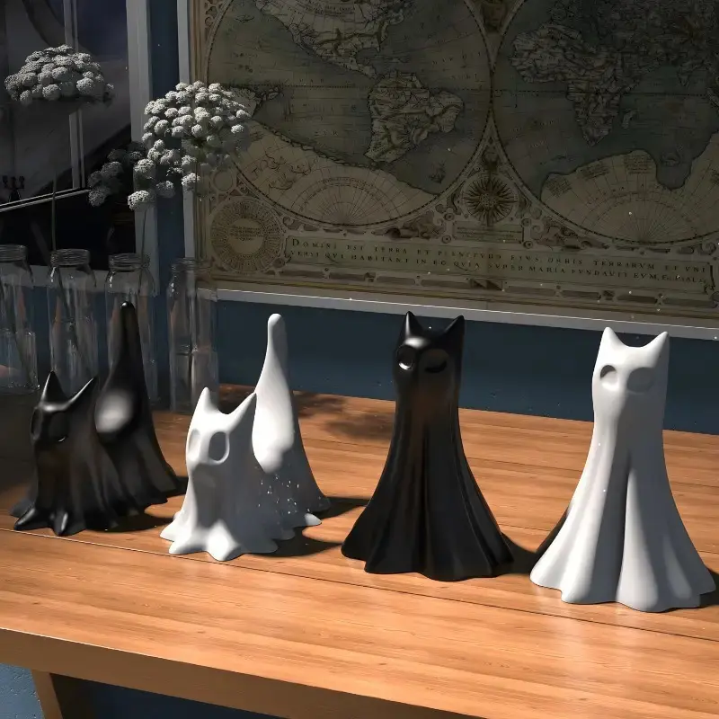 Halloween Ghost Cat Figurine Silicone Mold DIY Candle Romatherapy Plaster Resin Molds Haunted Decor Halloween Decorations