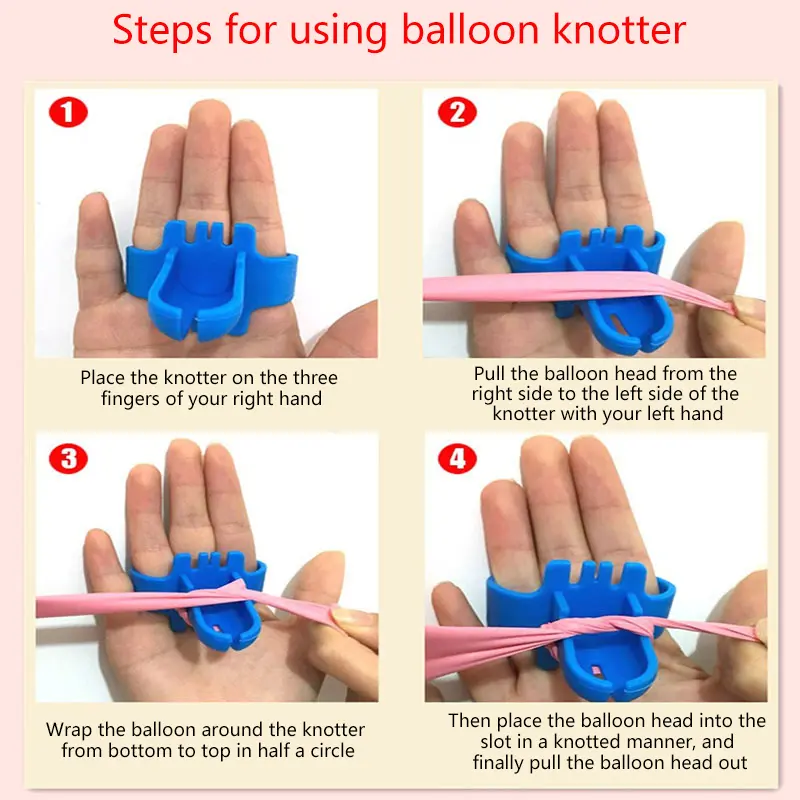 10pcs Plastic Balloon Knotter Tying Tool Wedding Birthday Party Knotting Faster Electric Balloon Blower Dot Easy Knot Device