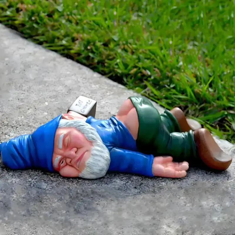 Creative Dwarf Drunk Garden Gnome Patio Ornament Funny Rude Drunken Disorderly Statue Figurine Garden Accessories Decoration