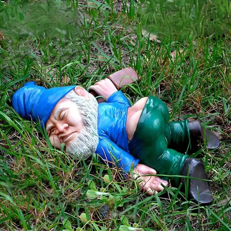 Creative Dwarf Drunk Garden Gnome Patio Ornament Funny Rude Drunken Disorderly Statue Figurine Garden Accessories Decoration
