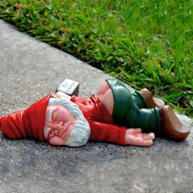Creative Dwarf Drunk Garden Gnome Patio Ornament Funny Rude Drunken Disorderly Statue Figurine Garden Accessories Decoration