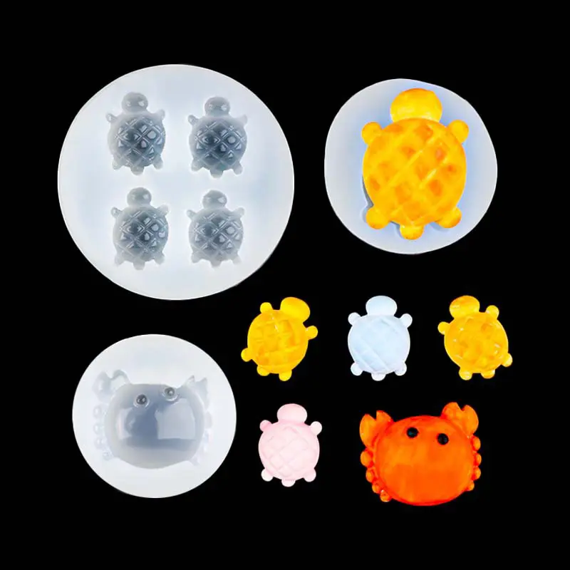 Cute Crab Tortoise Silicone Fondant Mold Reusable Small Size Lovely Animals Cake Decoration Chocolate Mold
