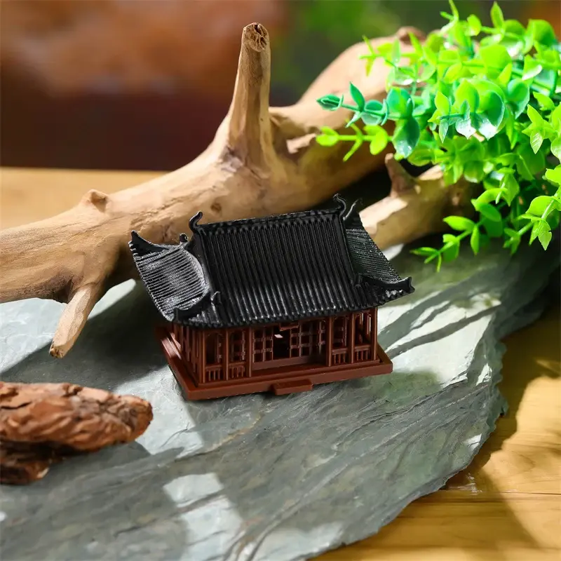 Miniature Pavilion Figurine Bonsai Nament Garden Decor Micro Landscape Statue Gazebo Model Zen Garden Supplies Yard Rockery