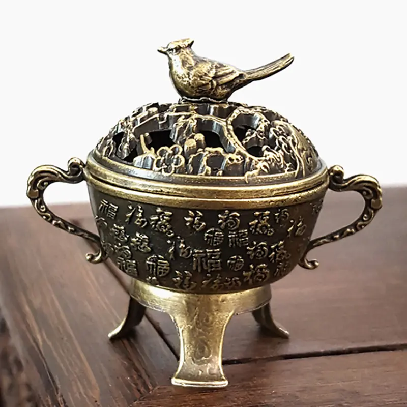 Metal Magpie Auspicious Incense Burner Square Vertical Lotus Indoor Aromatherapy Home Desktop Accessories