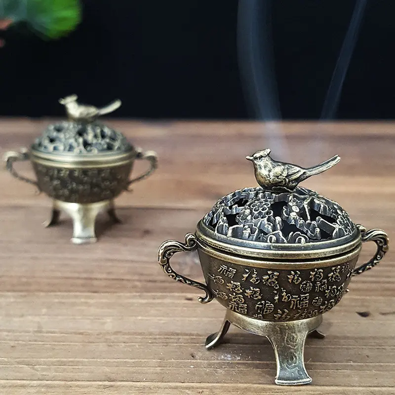 Metal Magpie Auspicious Incense Burner Square Vertical Lotus Indoor Aromatherapy Home Desktop Accessories