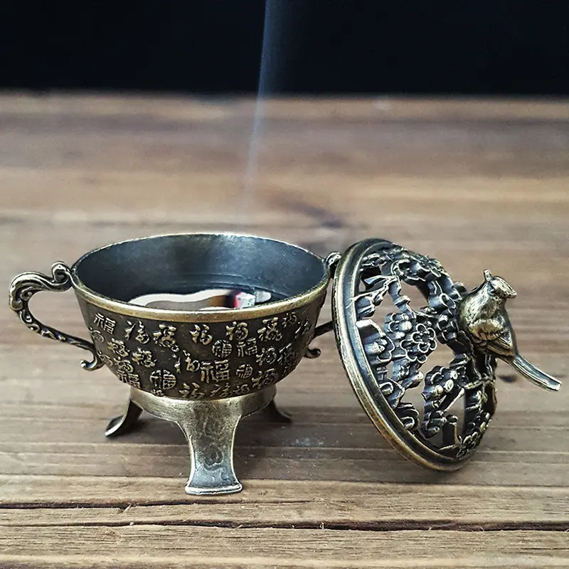 Metal Magpie Auspicious Incense Burner Square Vertical Lotus Indoor Aromatherapy Home Desktop Accessories