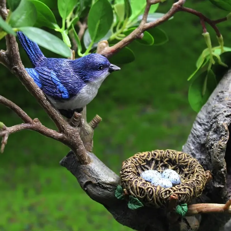 Birdie Figurines Gardening Ornaments 4Pcs/Set Bird's Nest Bird Eggs Landscape Mini Bonsai Simulation Model Dollhouse Decor