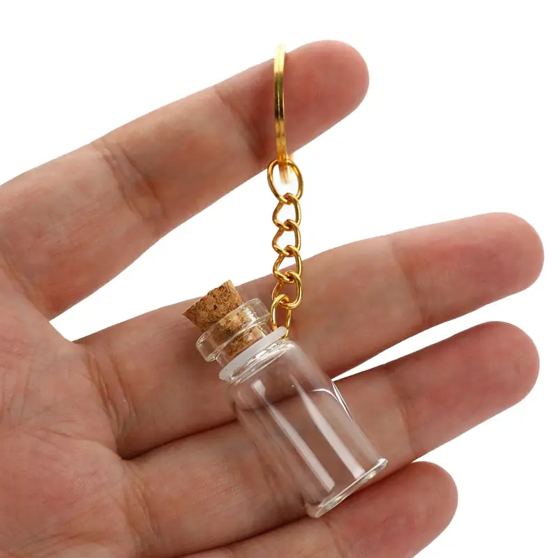 5pcs Mini Glass Bottle Vial Tube Potion Perfume Cork Jars Wish Pendant Charm