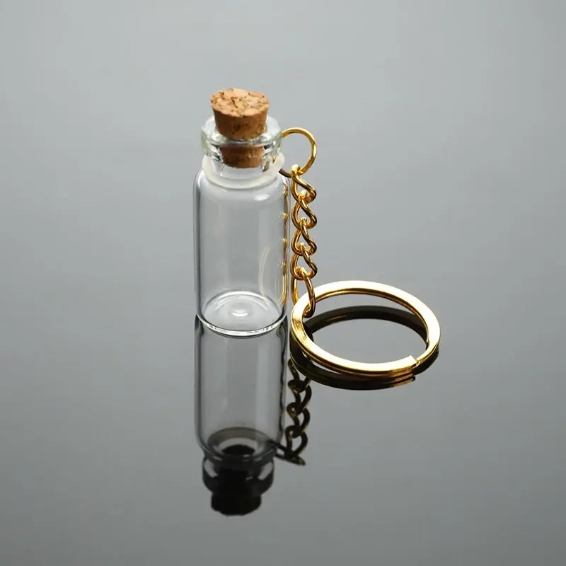 5pcs Mini Glass Bottle Vial Tube Potion Perfume Cork Jars Wish Pendant Charm